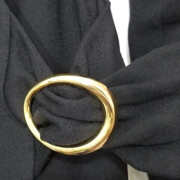 Nicole Neault Vintage Black Retro 100% Wool Bucklet Long Sleeve 80's Dress - Picture 4 of 9